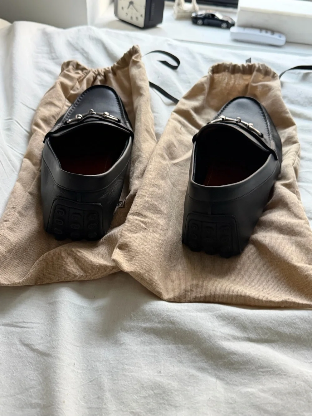Gucci Black Leather Horsebit Loafers for Men